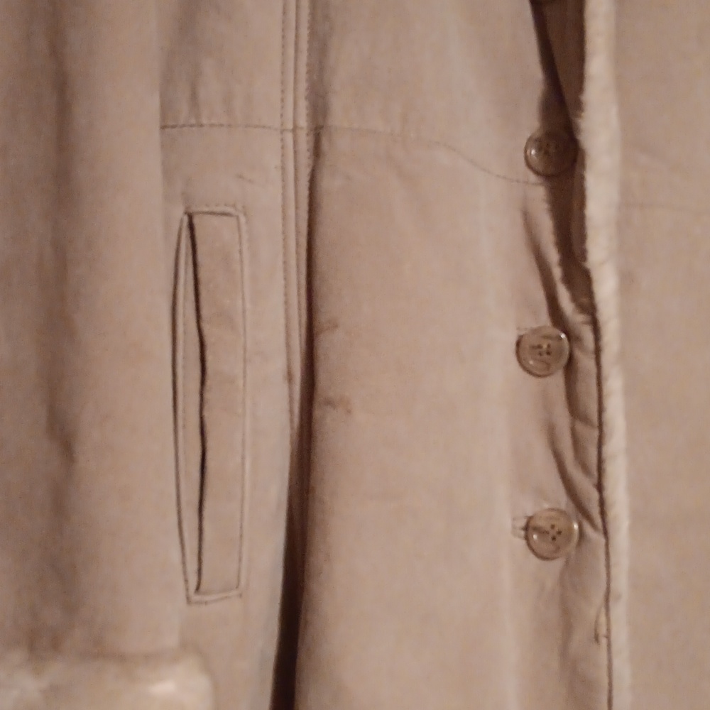 Furry Warm Beige Suede Coat! - Picture 6 of 11